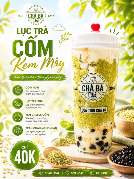 Lục Trà Cốm Kem Mây